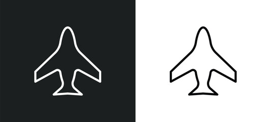 airplane icon isolated in white and black colors. airplane outline vector icon from army and war collection for web, mobile apps and ui.