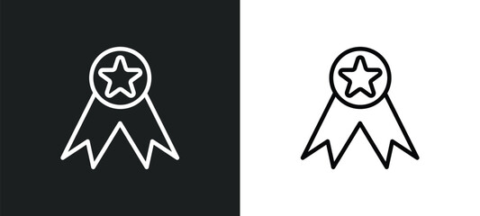 medal icon isolated in white and black colors. medal outline vector icon from army and war collection for web, mobile apps and ui.