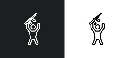 rebellion icon isolated in white and black colors. rebellion outline vector icon from army and war collection for web, mobile apps and ui.