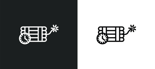 time bomb with clock icon isolated in white and black colors. time bomb with clock outline vector icon from army and war collection for web, mobile apps and ui.