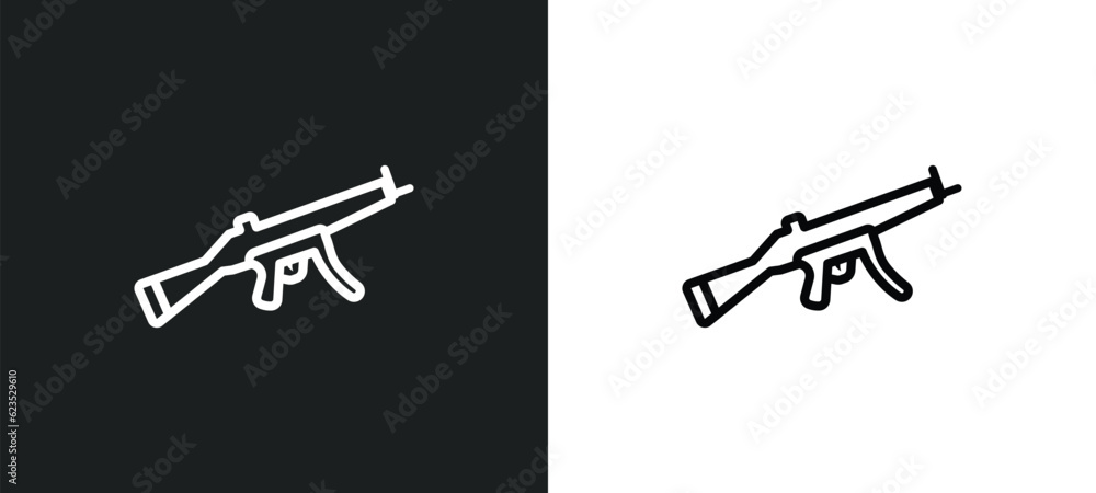 Poster automatic gun icon isolated in white and black colors. automatic gun outline vector icon from army a