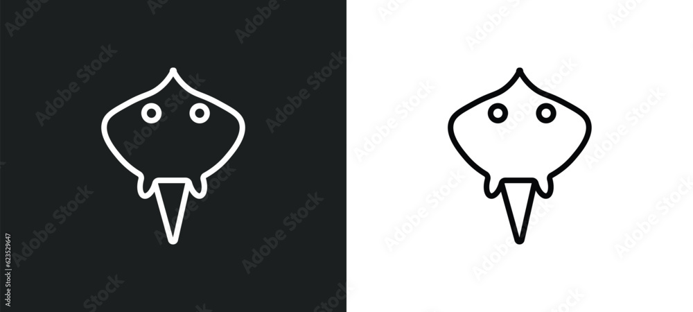 Poster ray icon isolated in white and black colors. ray outline vector icon from animals collection for web