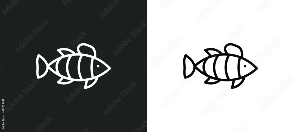 Poster clown fish icon isolated in white and black colors. clown fish outline vector icon from animals coll