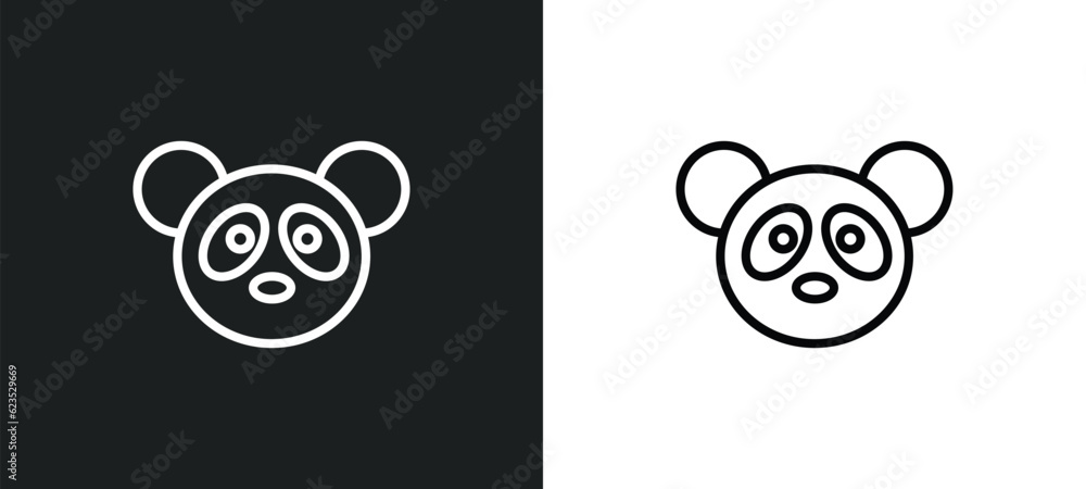 Poster panda icon isolated in white and black colors. panda outline vector icon from animals collection for