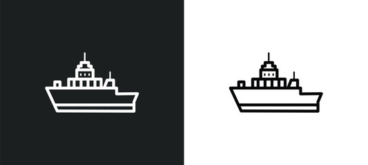 Obraz premium army boat icon isolated in white and black colors. army boat outline vector icon from army and war collection for web, mobile apps and ui.
