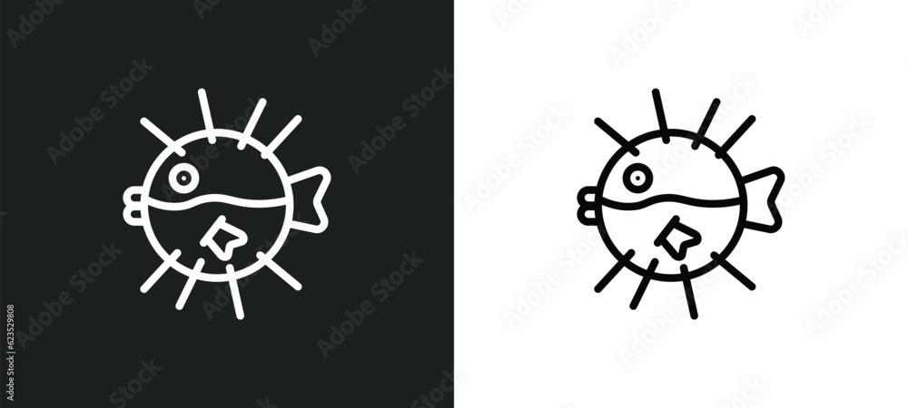Poster globe fish icon isolated in white and black colors. globe fish outline vector icon from animals coll
