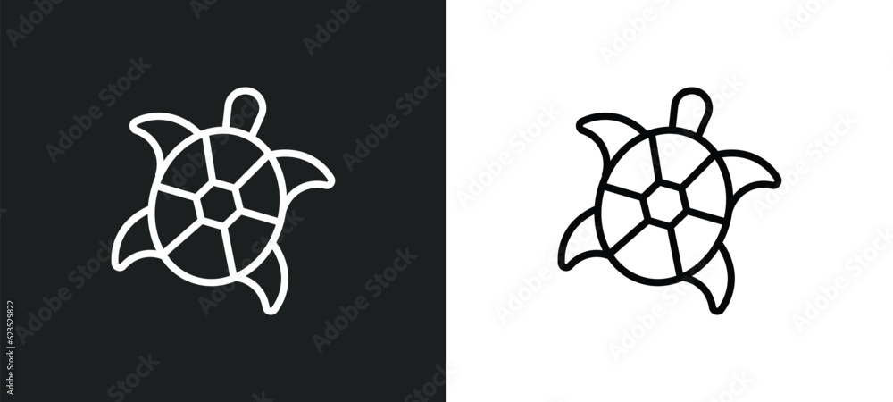 Poster turtle icon isolated in white and black colors. turtle outline vector icon from animals collection f