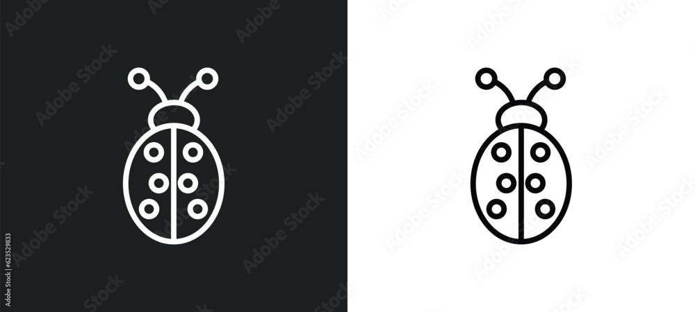 Poster ladybug icon isolated in white and black colors. ladybug outline vector icon from animals collection