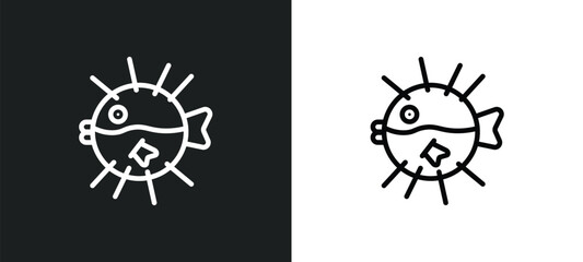 globe fish icon isolated in white and black colors. globe fish outline vector icon from animals collection for web, mobile apps and ui.