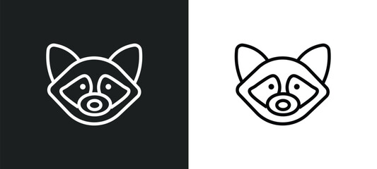 raccoon icon isolated in white and black colors. raccoon outline vector icon from animals collection for web, mobile apps and ui.
