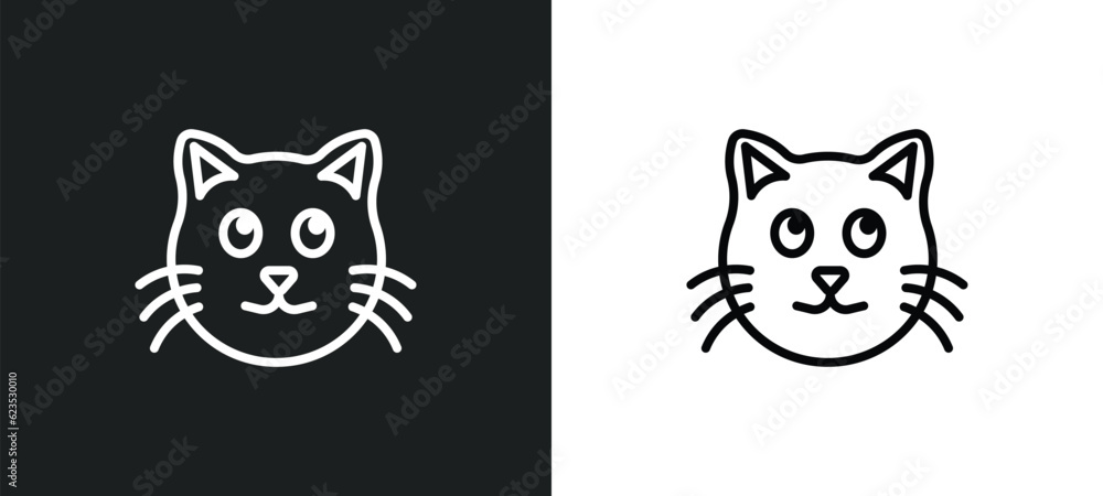 Poster cat icon isolated in white and black colors. cat outline vector icon from animals collection for web