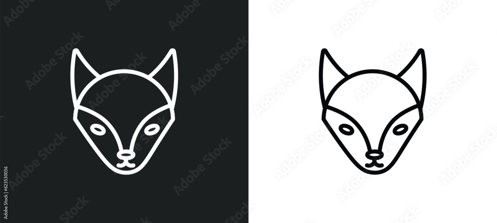 Poster fox icon isolated in white and black colors. fox outline vector icon from animals collection for web