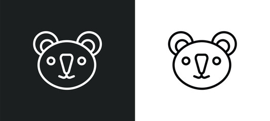koala icon isolated in white and black colors. koala outline vector icon from animals collection for web, mobile apps and ui.