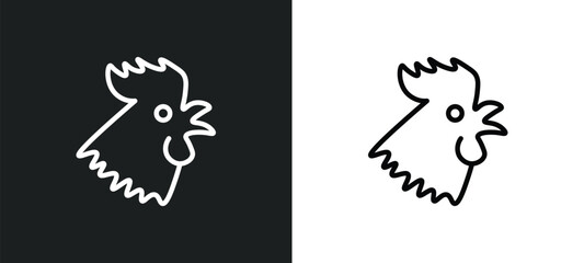 rooster icon isolated in white and black colors. rooster outline vector icon from agriculture farming collection for web, mobile apps and ui.