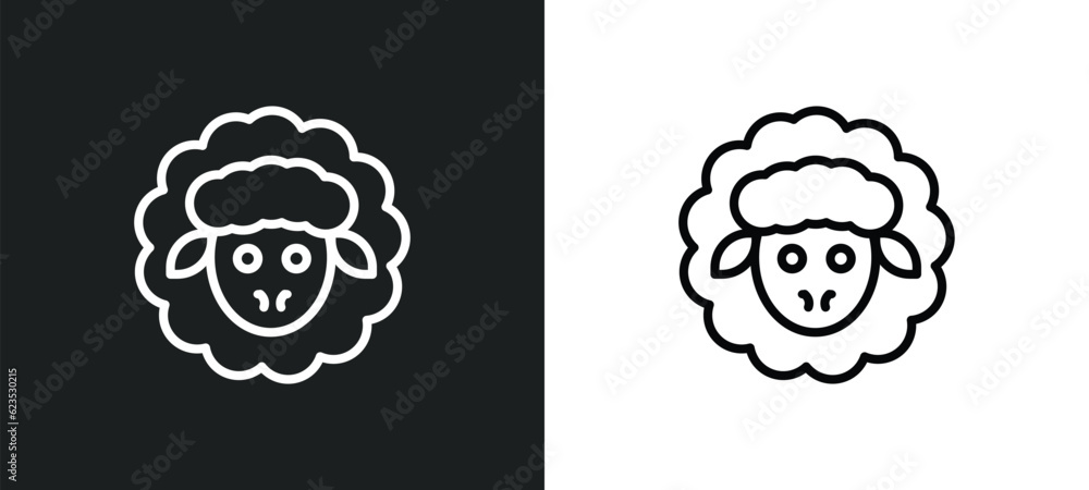 Poster sheep icon isolated in white and black colors. sheep outline vector icon from agriculture farming co