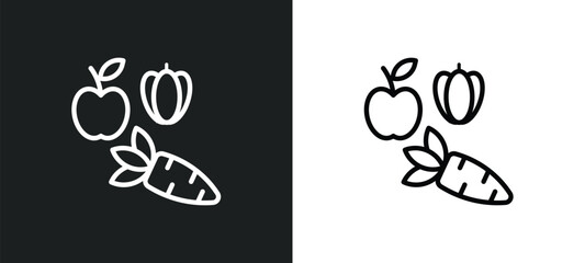 vegetables icon isolated in white and black colors. vegetables outline vector icon from agriculture farming collection for web, mobile apps and ui.