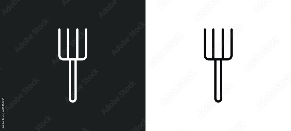 Poster pitchfork icon isolated in white and black colors. pitchfork outline vector icon from agriculture fa