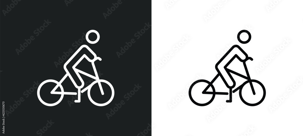 Poster biking icon isolated in white and black colors. biking outline vector icon from activity and hobbies