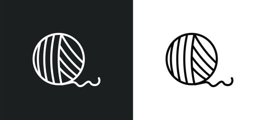 yarn ball icon isolated in white and black colors. yarn ball outline vector icon from activity and hobbies collection for web, mobile apps and ui.