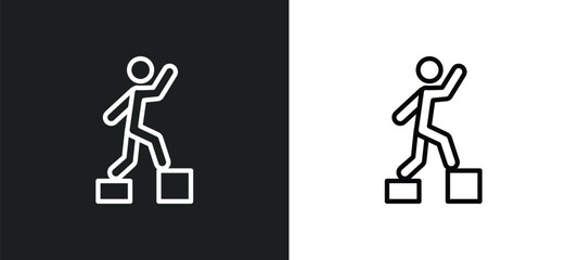 parkour icon isolated in white and black colors. parkour outline vector icon from activity and hobbies collection for web, mobile apps and ui.