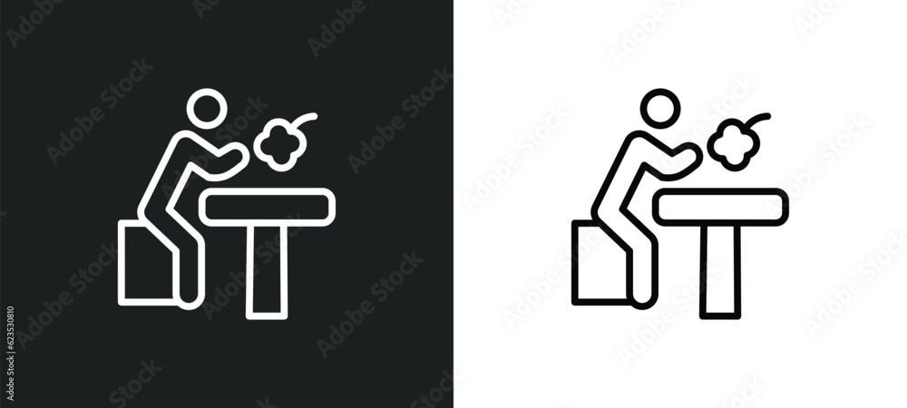Poster lace making icon isolated in white and black colors. lace making outline vector icon from activity a