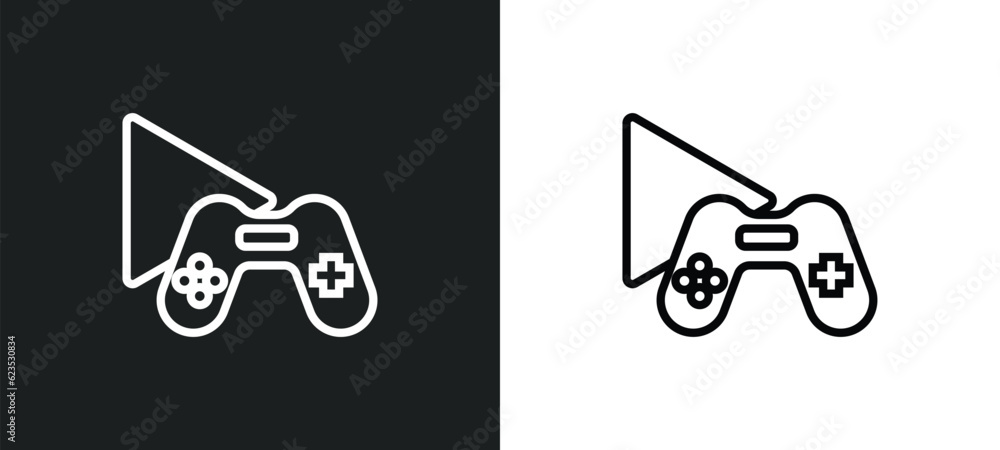 Poster game playing icon isolated in white and black colors. game playing outline vector icon from activity