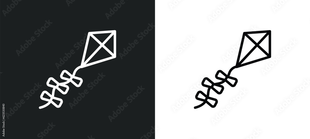 Poster flying a kite icon isolated in white and black colors. flying a kite outline vector icon from activi
