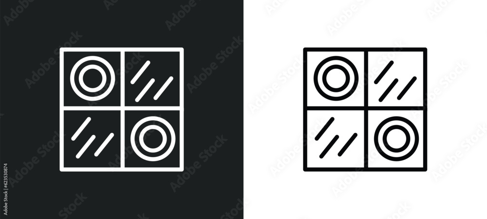 Poster checkers icon isolated in white and black colors. checkers outline vector icon from activity and hob