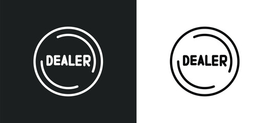 dealer icon isolated in white and black colors. dealer outline vector icon from activity and hobbies collection for web, mobile apps and ui.
