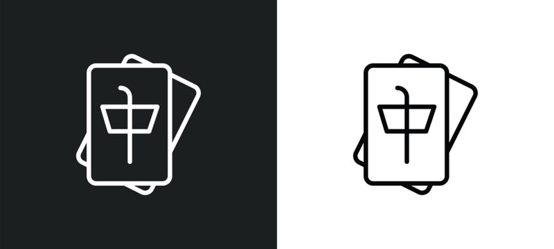 mahjong icon isolated in white and black colors. mahjong outline vector icon from activity and hobbies collection for web, mobile apps and ui.