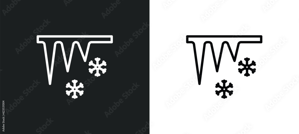 Poster icicle icon isolated in white and black colors. icicle outline vector icon from weather collection f