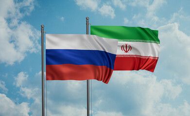 Iran and Russia flag - 623532477