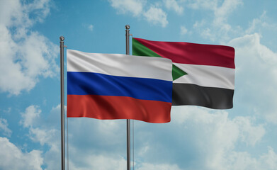 Fototapeta na wymiar Sudan and Russia flag