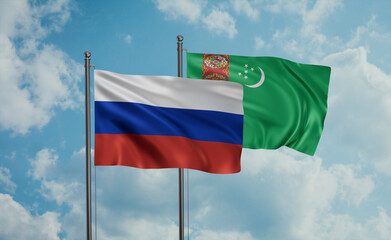 Turkmenistan and Russia flag