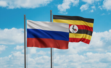 Fototapeta na wymiar Uganda and Russia flag