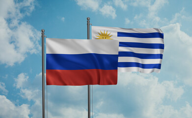 Fototapeta na wymiar Uruguay and Russia flag