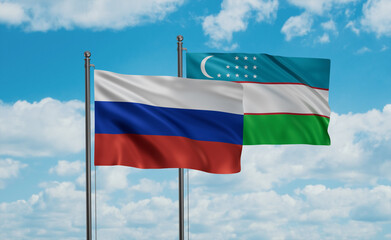 Uzbekistan and Russia flag