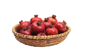 Basket Of Pomegranate on a transparent background, Generative AI