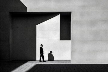 Serenity in Simplicity: Minimalistic Architecture in Black and White - generative ai