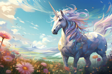 Obraz na płótnie Canvas beautiful unicorn pony anime style