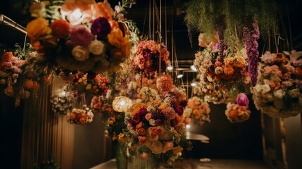 Naklejka na ściany i meble Original wedding floral decoration. Generative AI