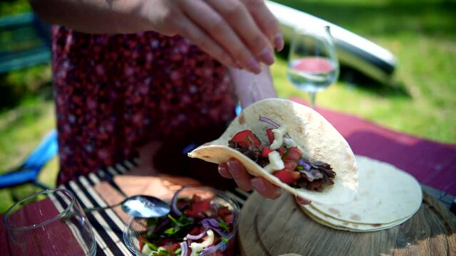 Homemade American soft shell beef tacos