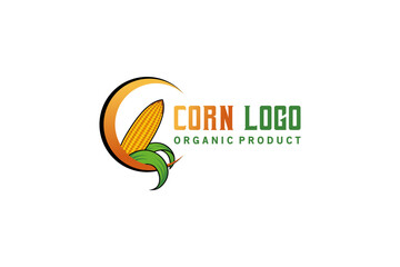 Corn farm logo design vector illustration, sweet corn food logo modern symbol