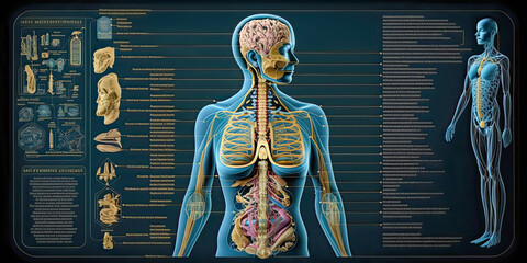 Human Endocrine System Illustration. 3D rendering - Generative AI