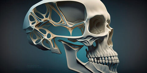 X-ray of the zygomatic bone and eye sockets, showing the structure of the skull around the eyes - Generative AI