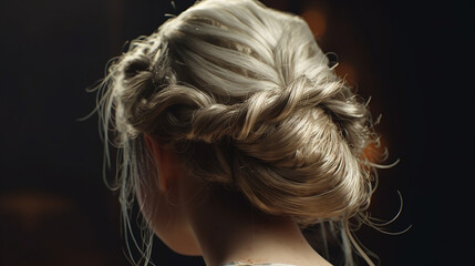 Naklejka premium ai generative back view of a young woman with a beautiful hairstyle with white hair 