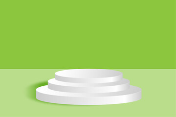 White Product Podium With Green Background
