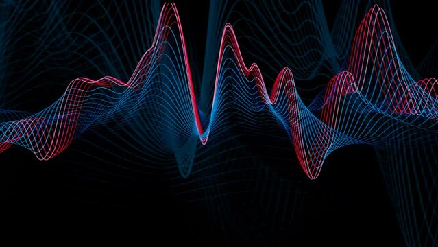 Blue and pink colored lined sound wave 120bpm smooth moving, motion design loop video