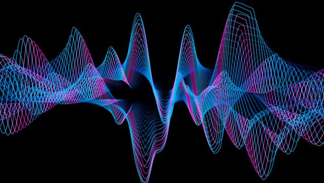 Blue and pink colored lined sound wave smooth moving, motion design loop video