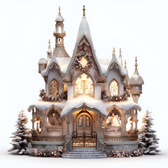a painting of a gingerbread house in the snow, a detailed matte painting by ai generated